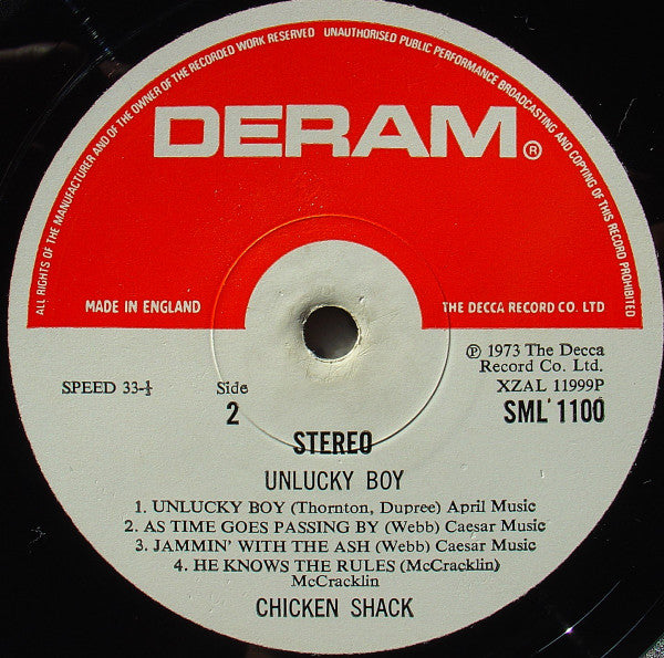 Chicken Shack - Unlucky Boy (Vinyl, LP, Album, Stereo) Very Good (VG) / Very Good (VG)