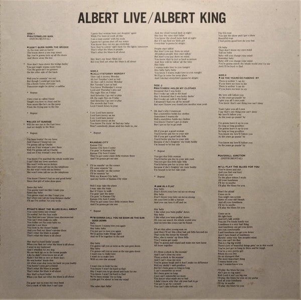 Albert King - Albert Live (2xVinyl, LP, Album) Very Good Plus (VG+) / Very Good Plus (VG+)