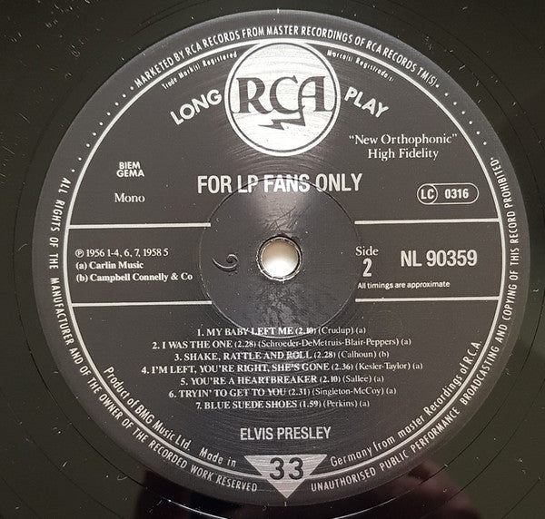 Elvis Presley - For LP Fans Only (Vinyl, LP, Compilation, Reissue, Mono) Very Good (VG) / Very Good Plus (VG+)