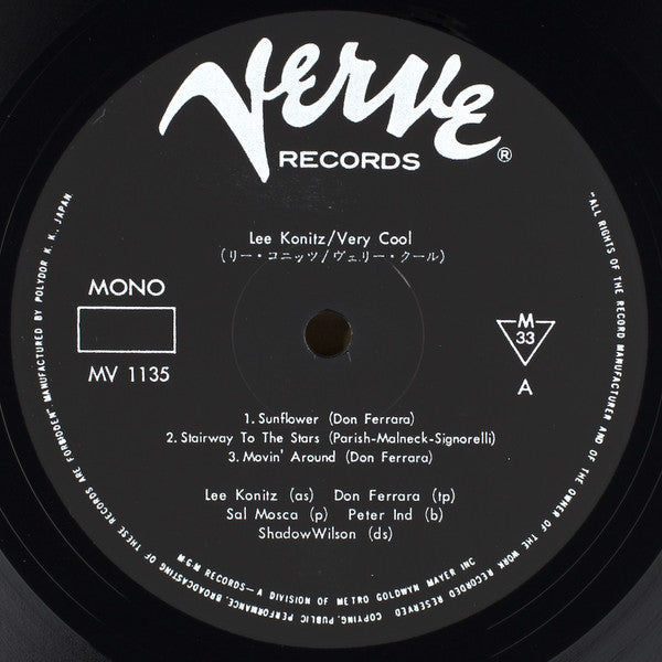Lee Konitz - Very Cool (Vinyl, LP, Album, Mono) Very Good Plus (VG+) / Very Good Plus (VG+)