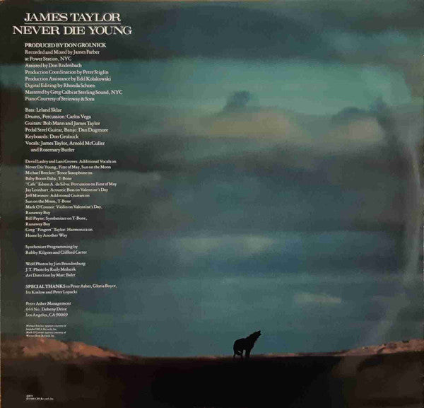 James Taylor (2) - Never Die Young (Vinyl, LP, Album, Stereo) Very Good (VG) / Very Good (VG)