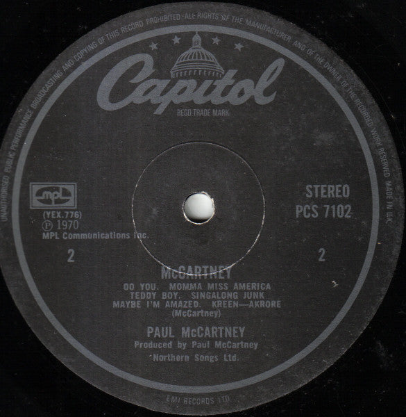 Paul McCartney - McCartney (Vinyl, LP, Album, Reissue) Very Good Plus (VG+) / Very Good (VG)
