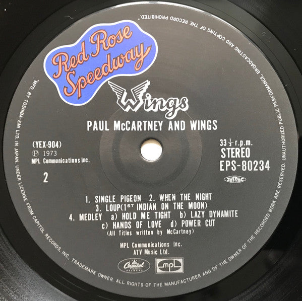Wings (2) - Red Rose Speedway (Vinyl, LP, Album, Reissue) Very Good Plus (VG+) / Good Plus (G+)