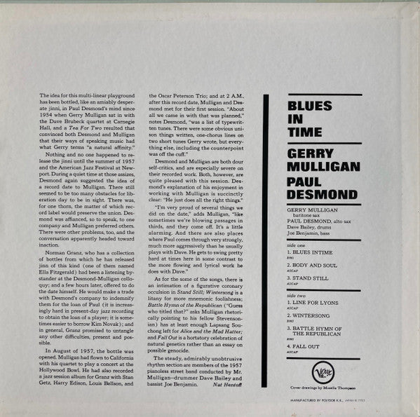 Gerry Mulligan - Blues In Time (Vinyl, LP, Album, Reissue, Mono)