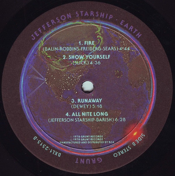 Jefferson Starship - Earth (Vinyl, LP, Album, Stereo) Very Good Plus (VG+) / Very Good Plus (VG+)