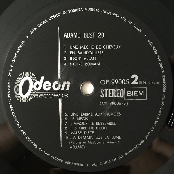 Adamo - Best 20 (Vinyl, LP, Compilation)
