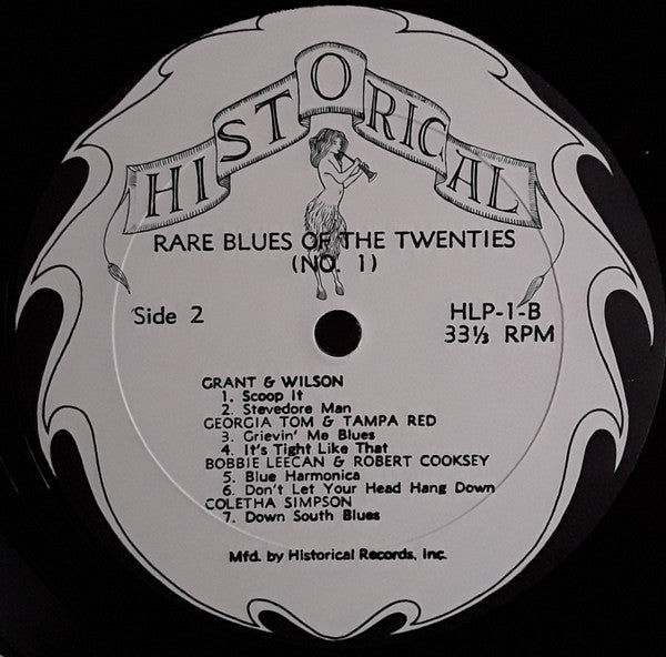 Various - Rare Blues Of The Twenties No. 1 (1924-1929) (Vinyl, LP, Reissue, Compilation) Very Good (VG) / Very Good Plus (VG+)