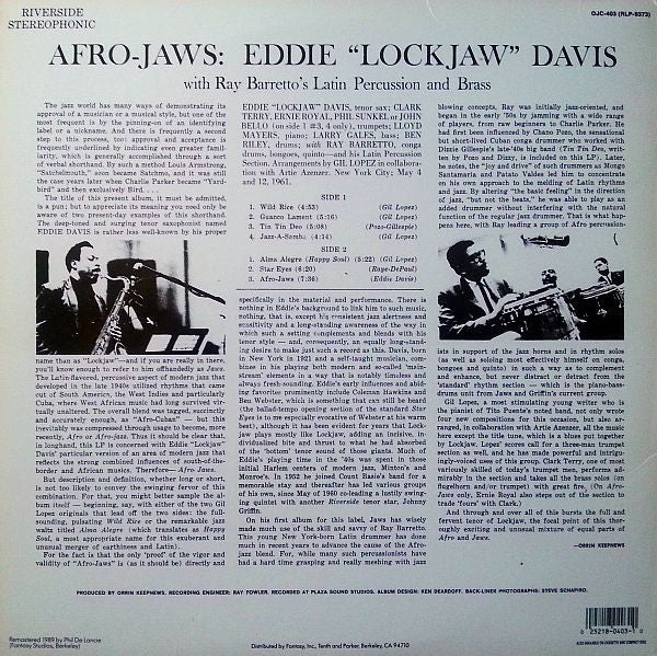 Eddie "Lockjaw" Davis - Afro-Jaws (Vinyl, LP, Album, Reissue, Remastered, Stereo) Very Good Plus (VG+) / Very Good Plus (VG+)