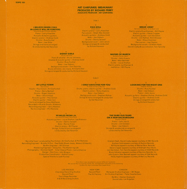 Art Garfunkel - Breakaway (Vinyl, LP, Album)