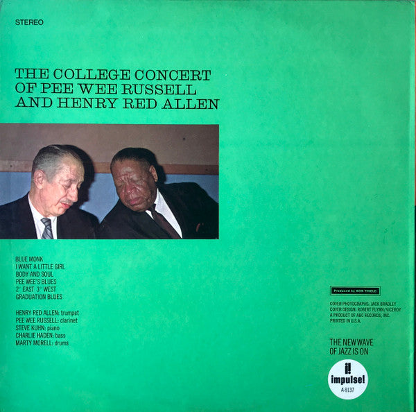 Pee Wee Russell - The College Concert Of Pee Wee Russell And Henry Red Allen (Vinyl, LP, Album, Stereo) Very Good Plus (VG+) / Very Good (VG)