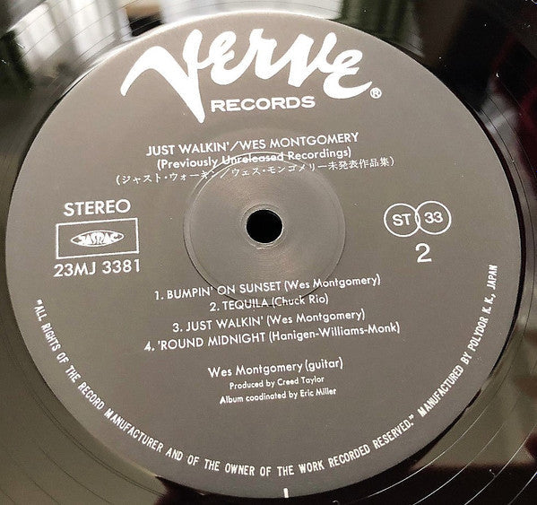 Wes Montgomery - Just Walkin' (Vinyl, LP, Album, Reissue, Stereo) Very Good Plus (VG+) / Good Plus (G+)