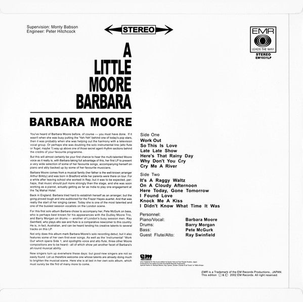 Barbara Moore - A Little Moore Barbara (Vinyl, LP, Album, Reissue) Very Good (VG) / Very Good (VG)