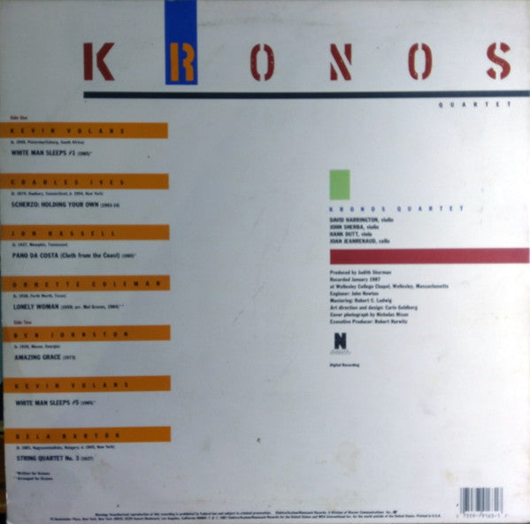 Kronos Quartet - White Man Sleeps (Vinyl, LP, Album) Near Mint (NM or M-) / Very Good Plus (VG+)