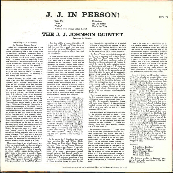 The J.J. Johnson Quintet - J. J. In Person! (Vinyl, LP, Album, Reissue, Stereo) Very Good Plus (VG+) / Very Good Plus (VG+)