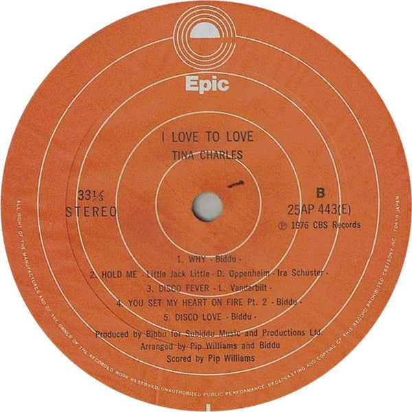 Tina Charles - I Love To Love (Vinyl, LP, Album) Very Good (VG) / Good Plus (G+)