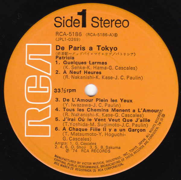 Patricia (8) - De Paris A Tokyo (Vinyl, LP, Album) Very Good Plus (VG+) / Very Good Plus (VG+)
