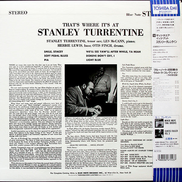 Stanley Turrentine - That's Where It's At (Vinyl, LP, Album, Limited Edition, Reissue, Stereo) Near Mint (NM or M-) / Near Mint (NM or M-)
