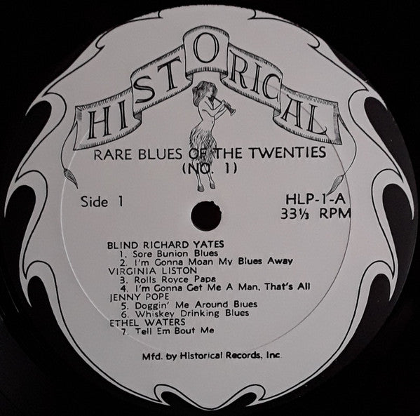 Various - Rare Blues Of The Twenties No. 1 (1924-1929) (Vinyl, LP, Reissue, Compilation) Very Good (VG) / Very Good Plus (VG+)