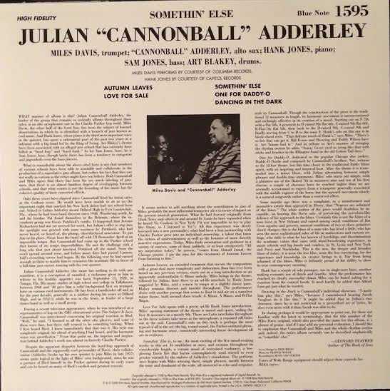 Cannonball Adderley - Somethin' Else (2xVinyl, 12", 45 RPM, Album, Limited Edition, Numbered, Reissue, Remastered, Stereo) Very Good Plus (VG+) / Near Mint (NM or M-)
