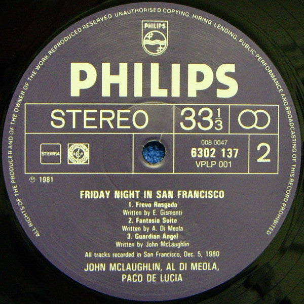John McLaughlin - Friday Night In San Francisco (Vinyl, LP, Reissue, Stereo) Near Mint (NM or M-) / Near Mint (NM or M-)