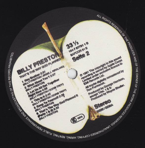 Billy Preston - That's The Way God Planned It (Vinyl, Vinyl, LP, Album, Reissue, Remastered, 12", 45 RPM) Very Good (VG) / Very Good (VG)