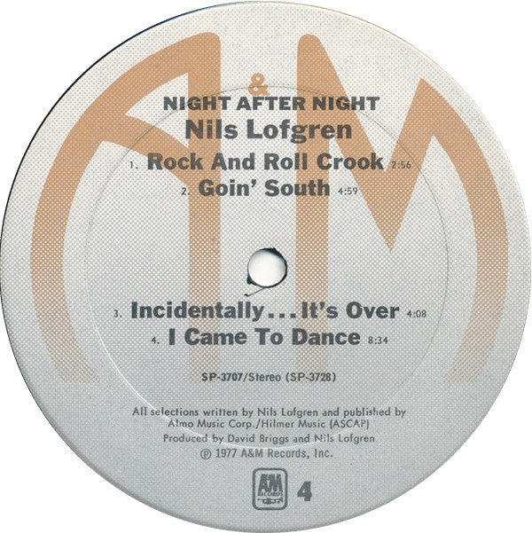 Nils Lofgren - Night After Night (2xVinyl, LP, Album, Stereo) Very Good (VG) / Good Plus (G+)