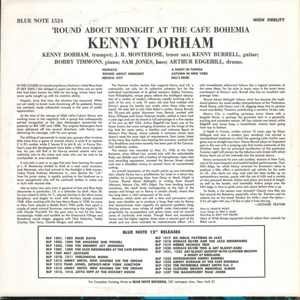 Kenny Dorham - 'Round About Midnight At The Cafe Bohemia (Vinyl, LP, Album, Mono, Reissue) Very Good (VG) / Very Good Plus (VG+)