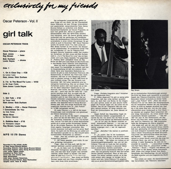 Oscar Peterson - Girl Talk (Vinyl, LP, Album) Very Good Plus (VG+) / Good Plus (G+)