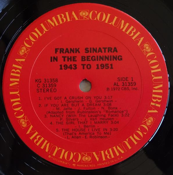 Frank Sinatra - In The Beginning 1943 To 1951 (2xVinyl, LP, Compilation) Very Good Plus (VG+) / Very Good (VG)