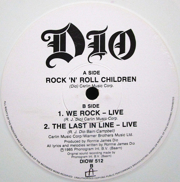Dio (2) - Rock 'N' Roll Children (Vinyl, 12", Single, Limited Edition) Very Good (VG) / Good Plus (G+)