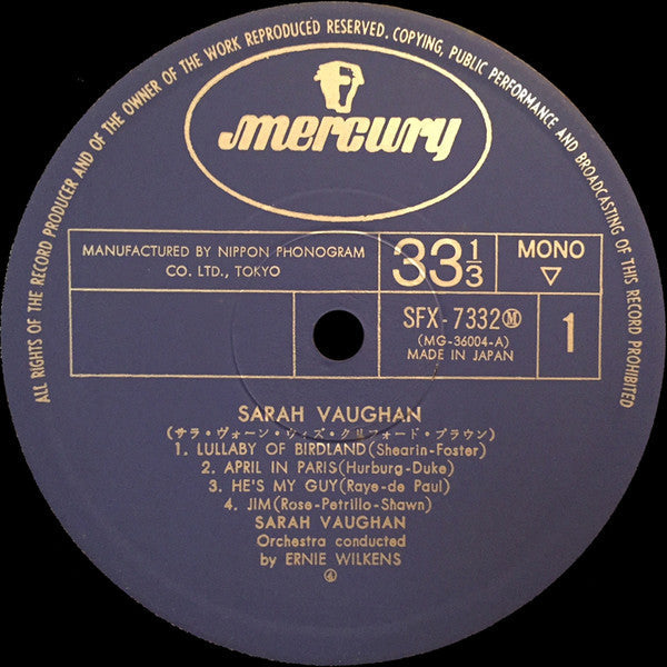Sarah Vaughan - Sarah Vaughan (Vinyl, LP, Album, Reissue, Mono)