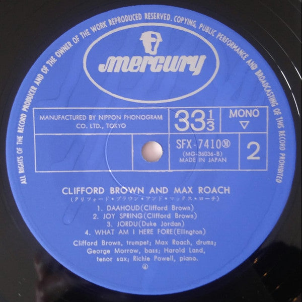 Clifford Brown And Max Roach - Clifford Brown And Max Roach (Vinyl, LP, Album, Reissue, Mono) Good Plus (G+) / Very Good Plus (VG+)