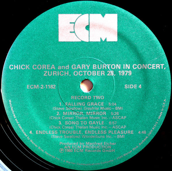 Gary Burton / Chick Corea - In Concert, Zürich, October 28, 1979 (2xVinyl, LP, Album) Very Good Plus (VG+) / Very Good (VG)