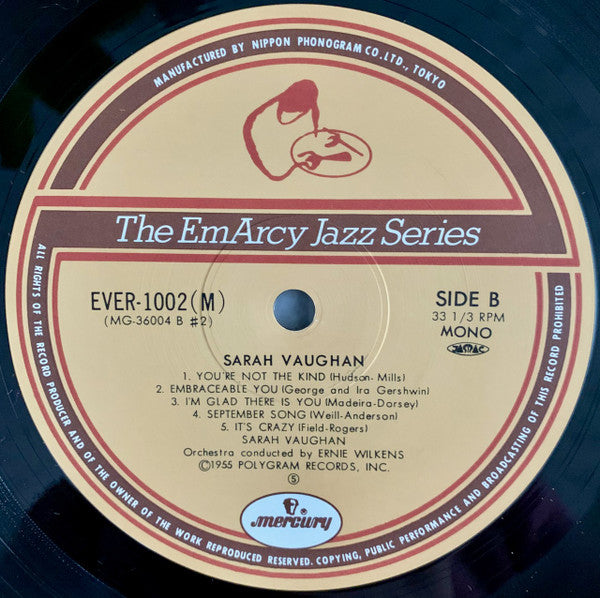 Sarah Vaughan - Sarah Vaughan (Vinyl, LP, Album, Mono, Reissue) Very Good Plus (VG+) / Very Good Plus (VG+)