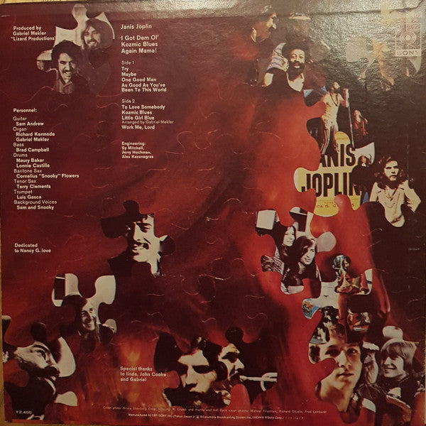 Janis Joplin - I Got Dem Ol' Kozmic Blues Again Mama! (Vinyl, LP, Album, Reissue) Very Good Plus (VG+) / Very Good Plus (VG+)