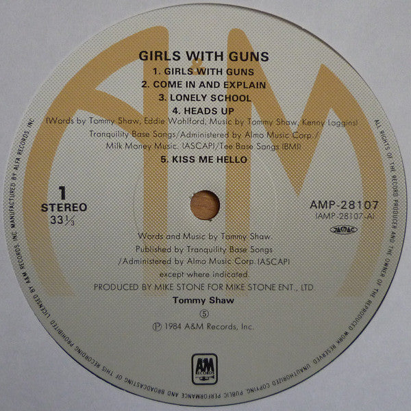 Tommy Shaw - Girls With Guns (Vinyl, LP, Album) Near Mint (NM or M-) / Very Good Plus (VG+)