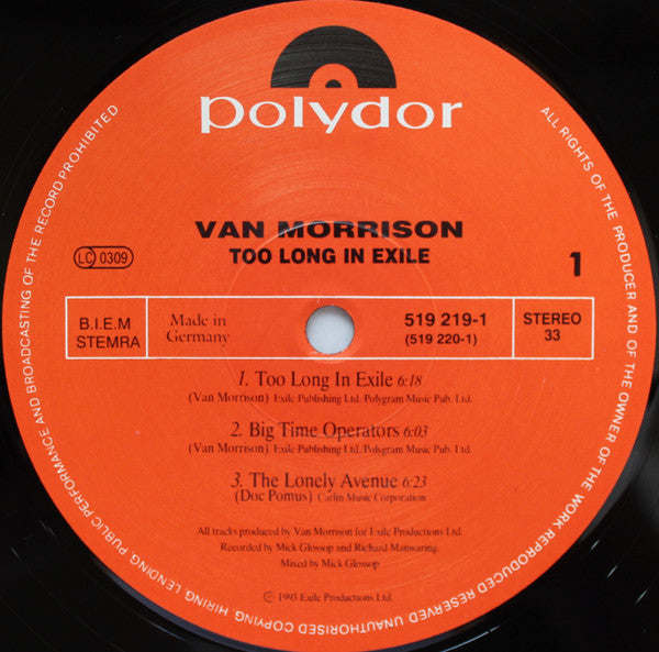 Van Morrison - Too Long In Exile (2xVinyl, LP, Album, Stereo) Very Good (VG) / Very Good Plus (VG+)