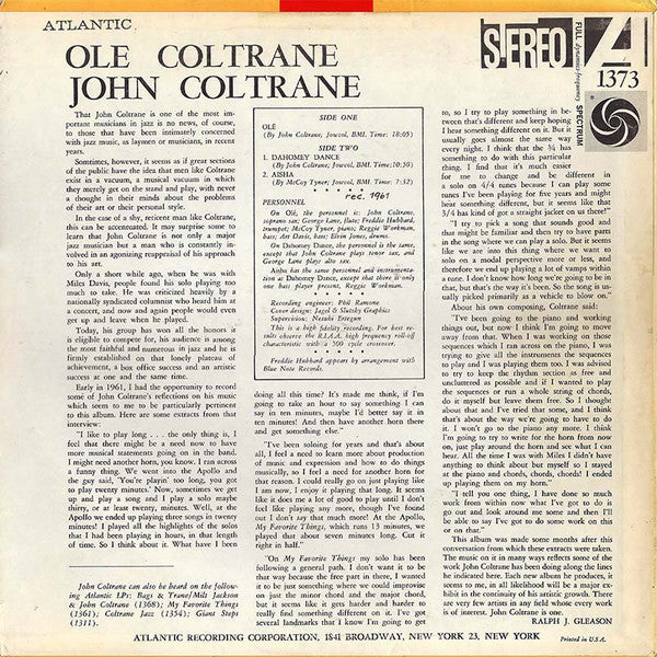 John Coltrane - Olé Coltrane (Vinyl, LP, Album, Reissue, Stereo) Very Good (VG) / Good Plus (G+)
