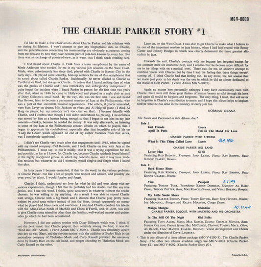 Charlie Parker - The Charlie Parker Story #1 (Vinyl, LP, Album, Compilation, Reissue, Mono) Very Good (VG) / Good Plus (G+)