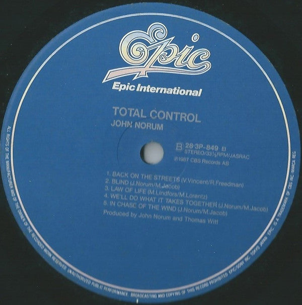 John Norum - Total Control (Vinyl, LP, Album) Very Good (VG) / Very Good (VG)