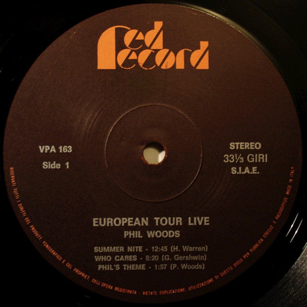 Phil Woods - European Tour Live (Vinyl, LP, Album) Very Good (VG) / Good Plus (G+)