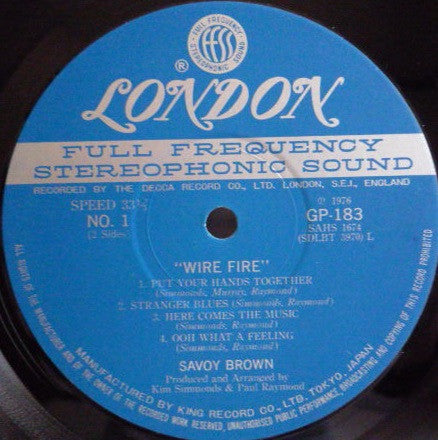 Savoy Brown - Wire Fire (Vinyl, LP, Album) Very Good Plus (VG+) / Very Good (VG)