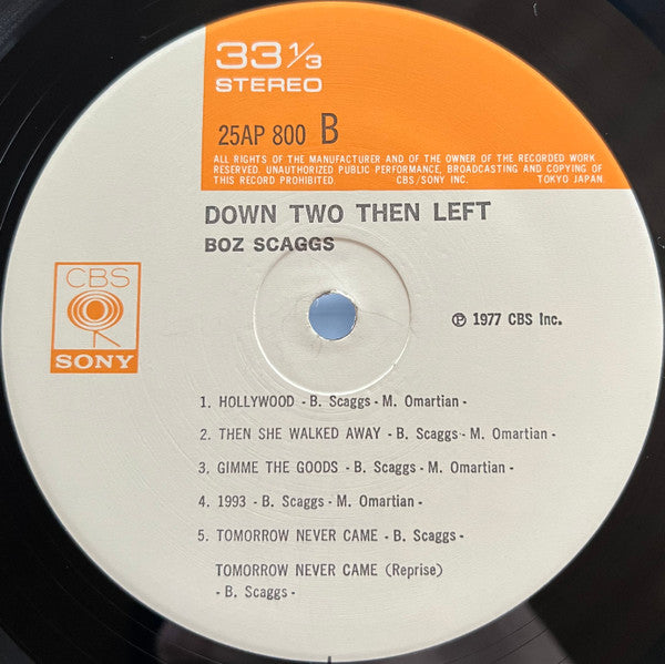 Boz Scaggs - Down Two Then Left = ダウン・トゥー・ゼン・レフト (Vinyl, LP, Album)