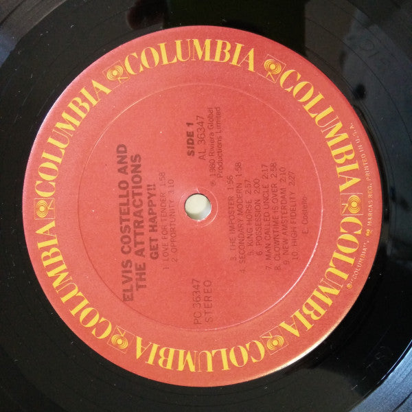 Elvis Costello & The Attractions - Get Happy! (Vinyl, LP, Album, Reissue, Stereo) Very Good (VG) / Very Good (VG)