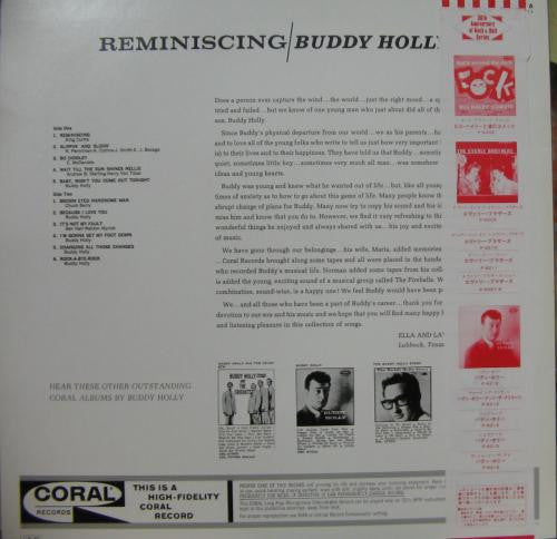Buddy Holly - Reminiscing (Vinyl, LP, Stereo, Album) Very Good Plus (VG+) / Very Good Plus (VG+)