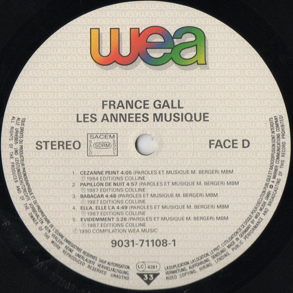 France Gall - Les Années Musique (2xVinyl, LP, Compilation, Stereo) Very Good Plus (VG+) / Very Good (VG)