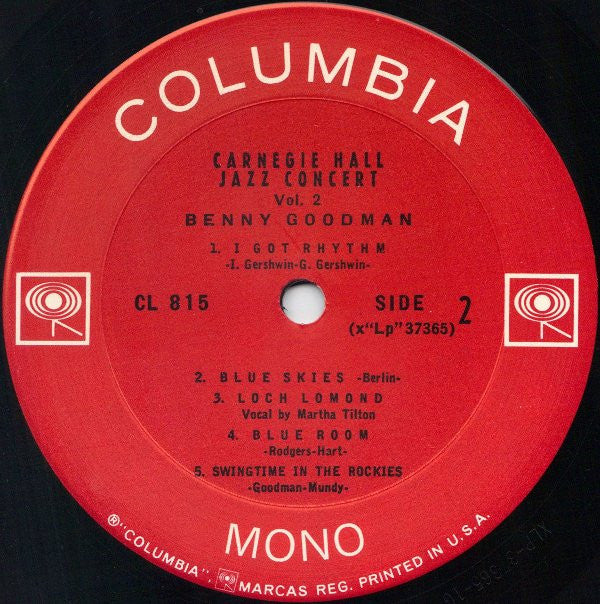 Benny Goodman - The Famous 1938 Carnegie Hall Jazz Concert - Vol. 2 (Vinyl, LP, Album, Reissue, Repress, Mono) Very Good (VG) / Good Plus (G+)