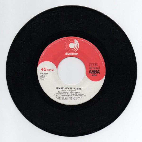 ABBA - Gimme! Gimme! Gimme! (A Man After Midnight) (Vinyl, 7", 45 RPM, Single, Promo) Very Good Plus (VG+) / Very Good Plus (VG+)