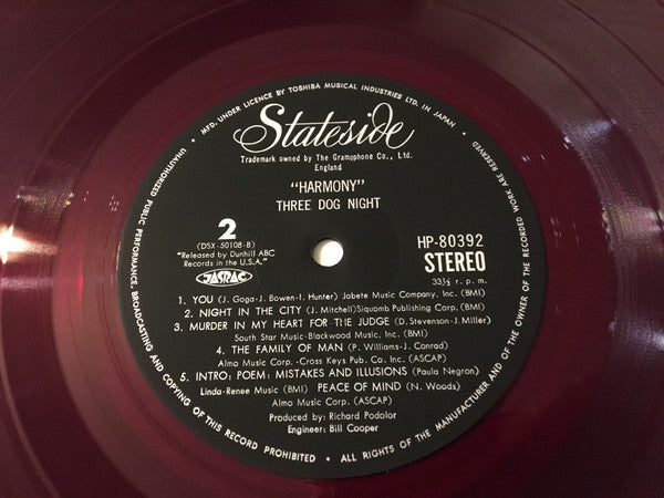Three Dog Night - Harmony (Vinyl, LP, Album)
