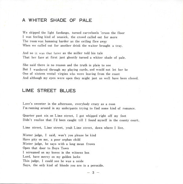 Procol Harum - A Whiter Shade Of Pale = 青い影 (Vinyl, 7", 45 RPM, Single, Reissue, Mono) Very Good (VG) / Very Good (VG)
